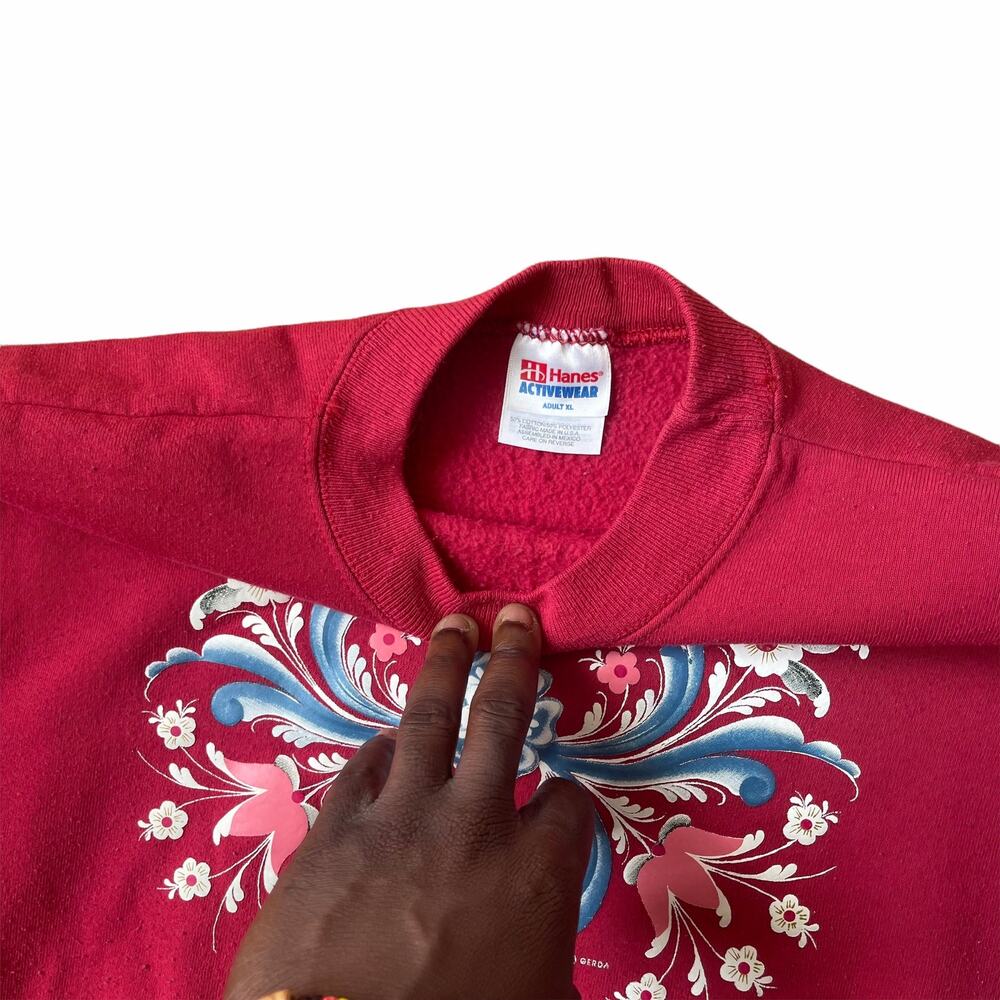 Vintage hanes graphic floral Crewneck sweatshirt XL - Picture 4 of 4